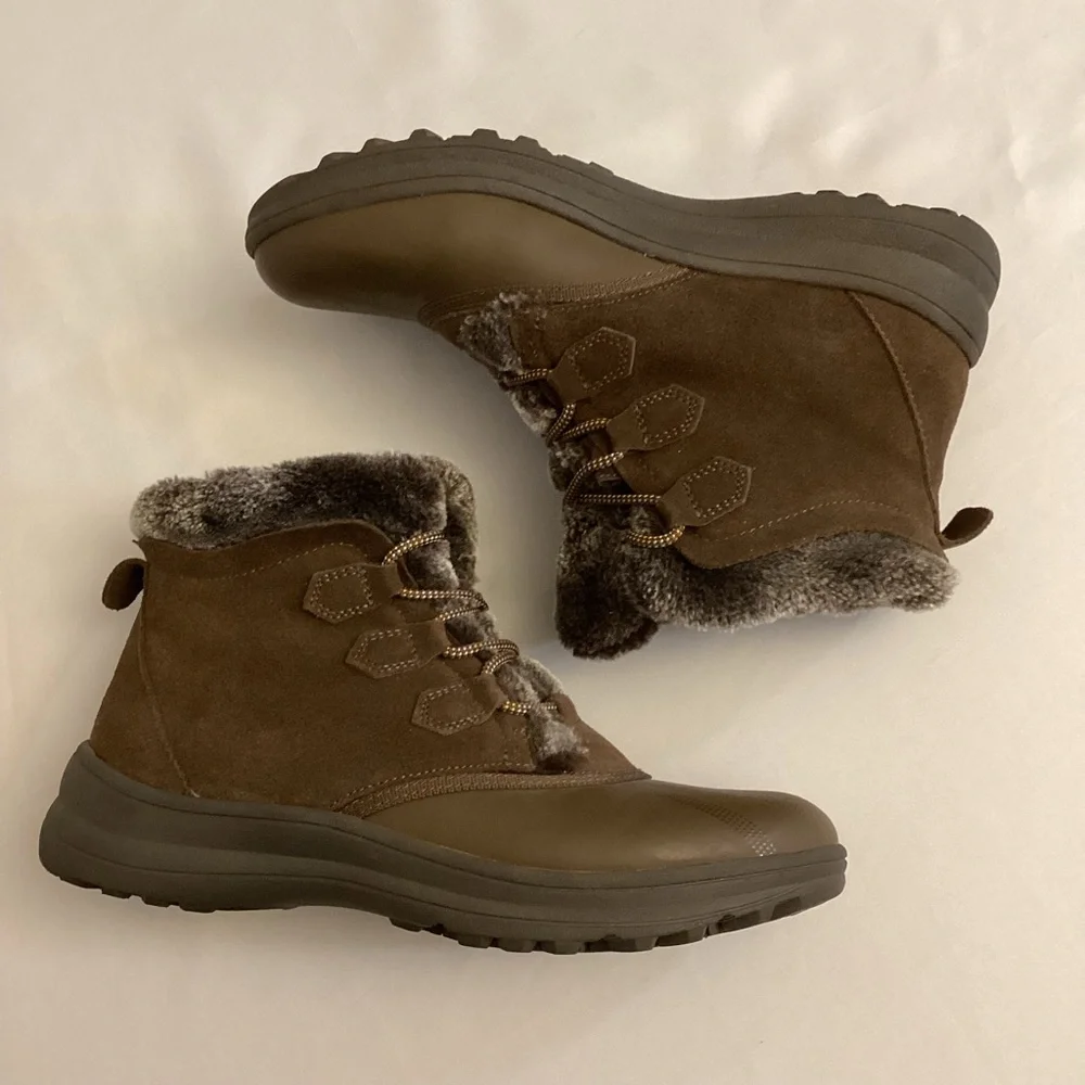 BareTraps 8.5 Augustina Suede Women's Brown Faux Fur-Lined Ankle Boots Booties